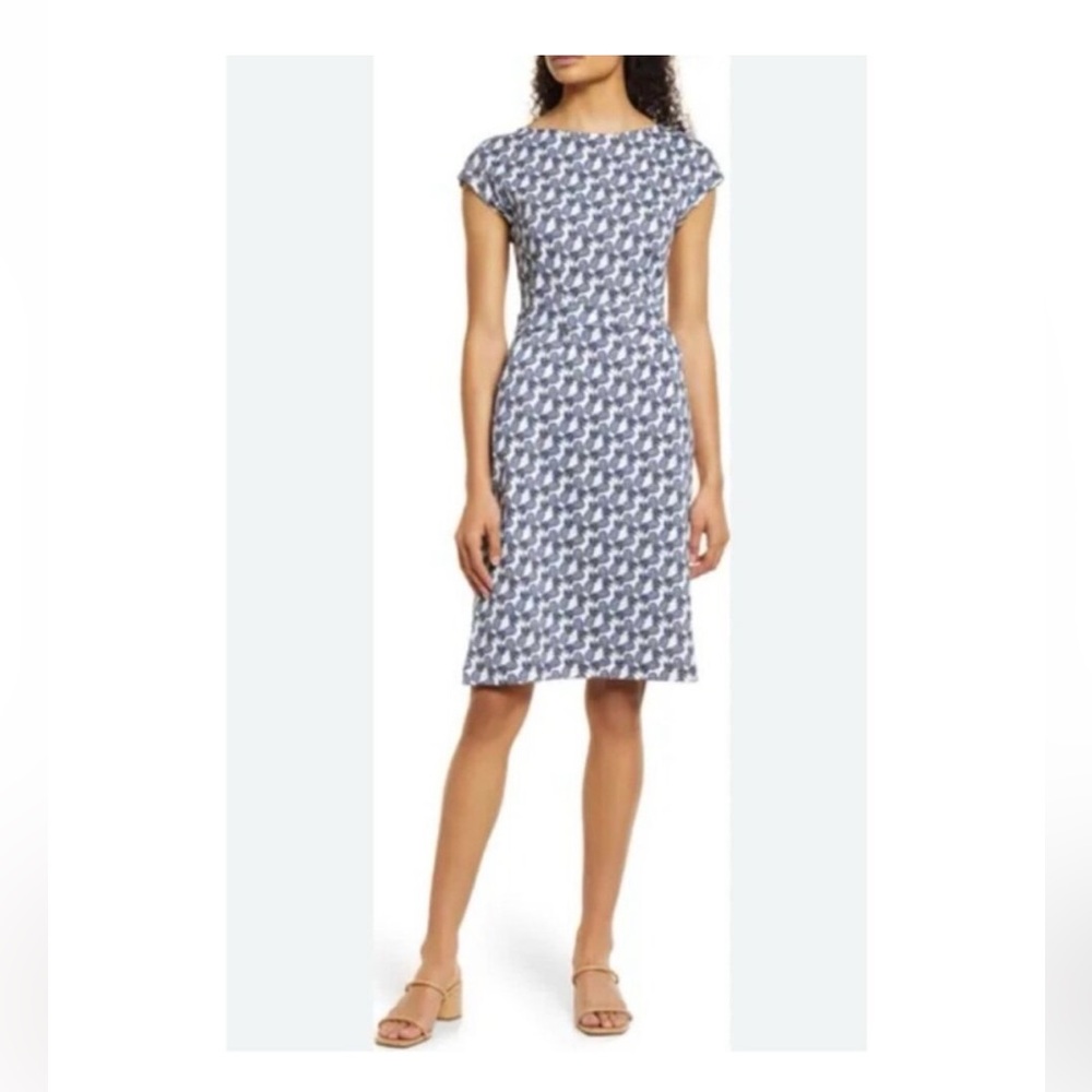 Boden Navy and White Pineapple Print Midi Dress